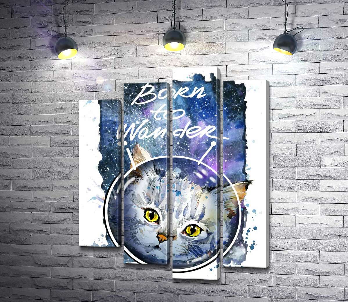 Модульная картина ArtPoster Серый кот на космическом фоне с надписью "born to wander" 132x168 см Модуль №21
Модульная картина ArtPoster Серый кот на космическом фоне с надписью "born to wander" 132x168 см Модуль №21