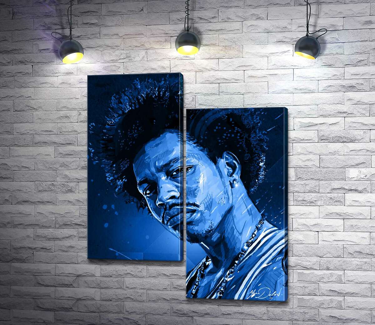 Модульная картина ArtPoster Синие оттенки портрета американского гитариста Джими Хендрикса (Jimi Hendrix) 130x161 см Модуль №5
Модульная картина ArtPoster Синие оттенки портрета американского гитариста Джими Хендрикса (Jimi Hendrix) 130x161 см Модуль №5