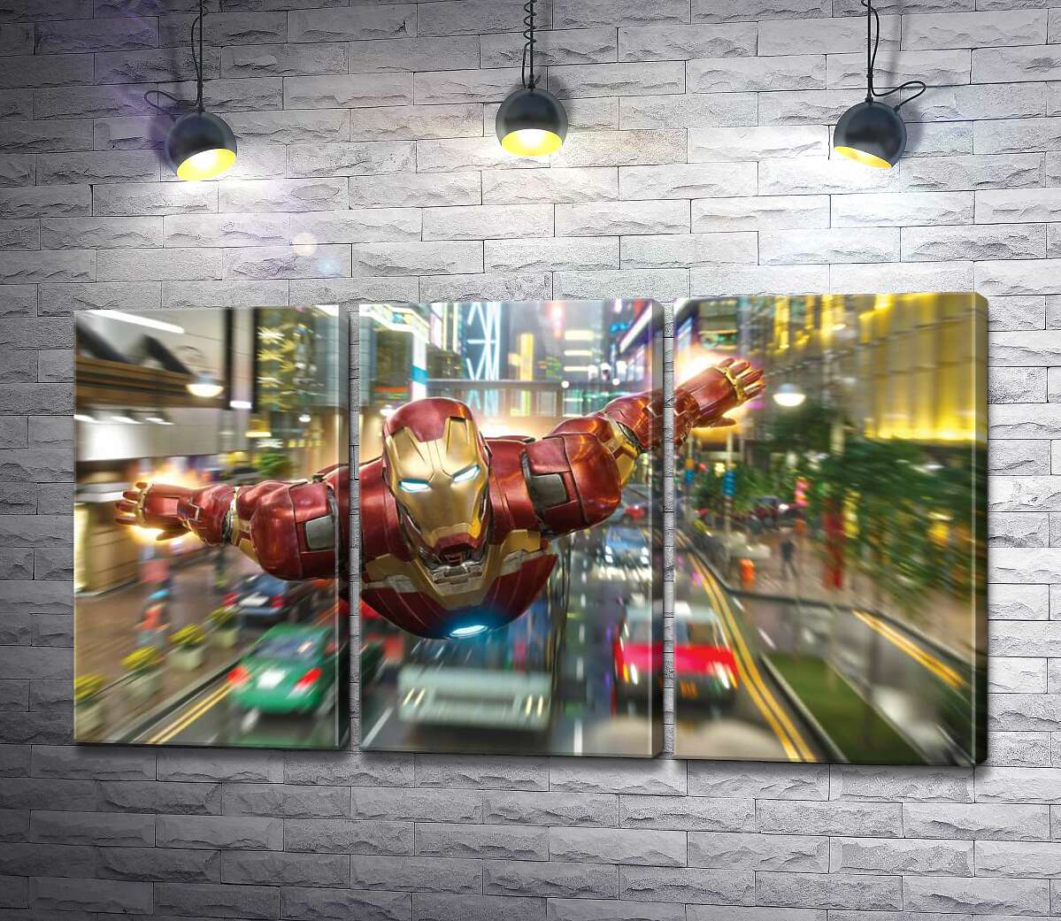 Модульная картина ArtPoster Супергерой Железный человек (Iron Man) летит над дорогой мегаполиса 132x73 см Модуль №11
Модульная картина ArtPoster Супергерой Железный человек (Iron Man) летит над дорогой мегаполиса 132x73 см Модуль №11
