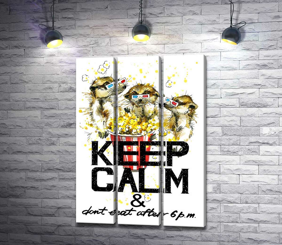 Модульная картина ArtPoster Суслики с попкорном за надписью "keep calm and don't eat after 6 p.m." 60x88 см Модуль №11
Модульная картина ArtPoster Суслики с попкорном за надписью "keep calm and don't eat after 6 p.m." 60x88 см Модуль №11