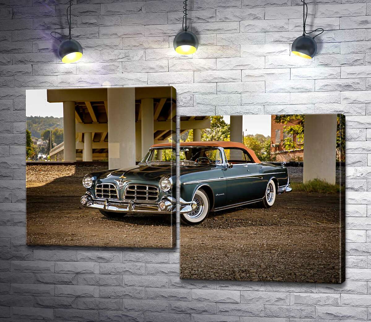 Модульная картина ArtPoster Темный автомобиль кабриолет Chrysler 1955 стоит в тени моста 130x88 см Модуль №5
Модульная картина ArtPoster Темный автомобиль кабриолет Chrysler 1955 стоит в тени моста 130x88 см Модуль №5