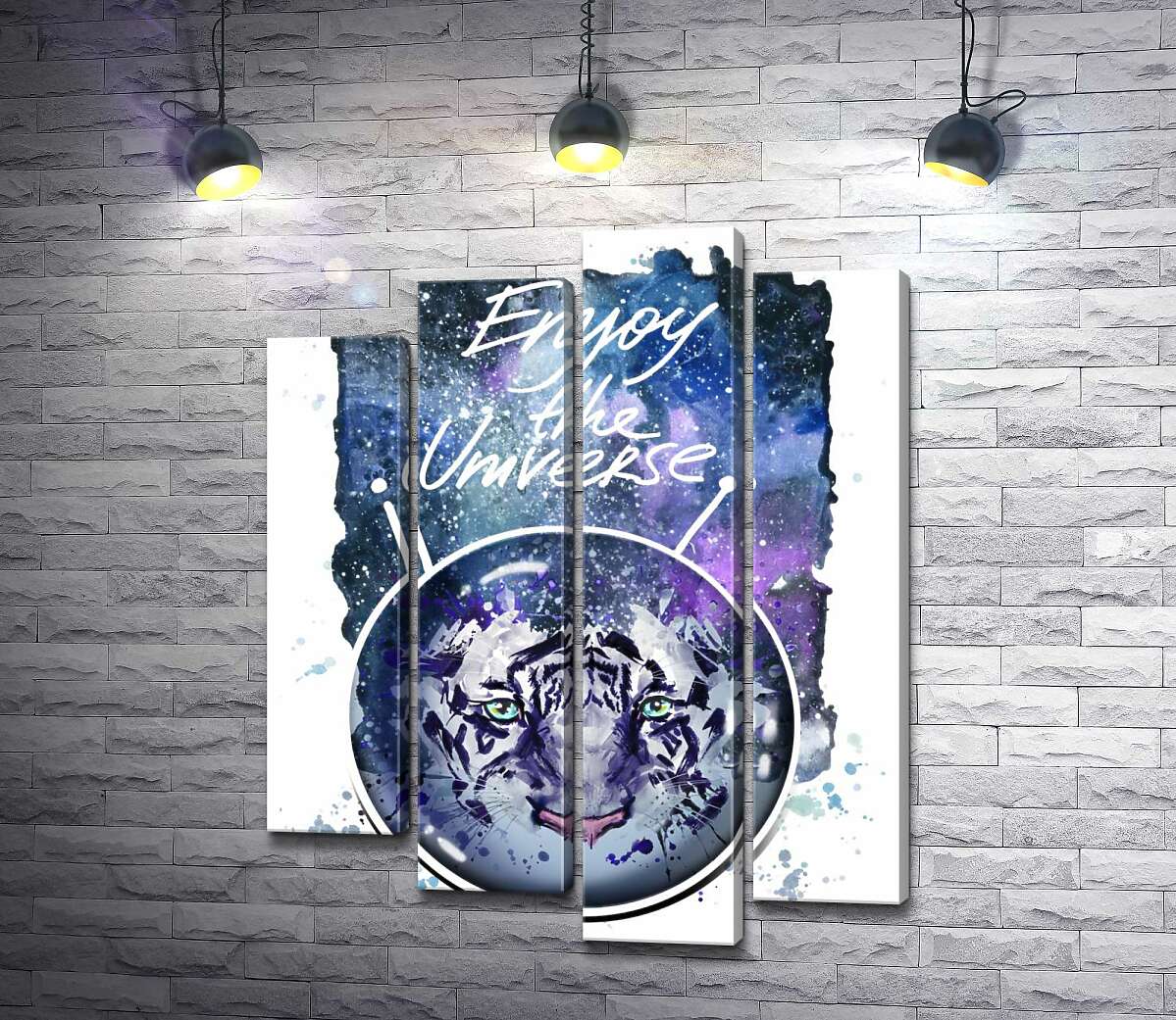 Модульная картина ArtPoster Силуэт белого тигра под надписью "Enjoy the Universe" 132x168 см Модуль №21
Модульная картина ArtPoster Силуэт белого тигра под надписью "Enjoy the Universe" 132x168 см Модуль №21