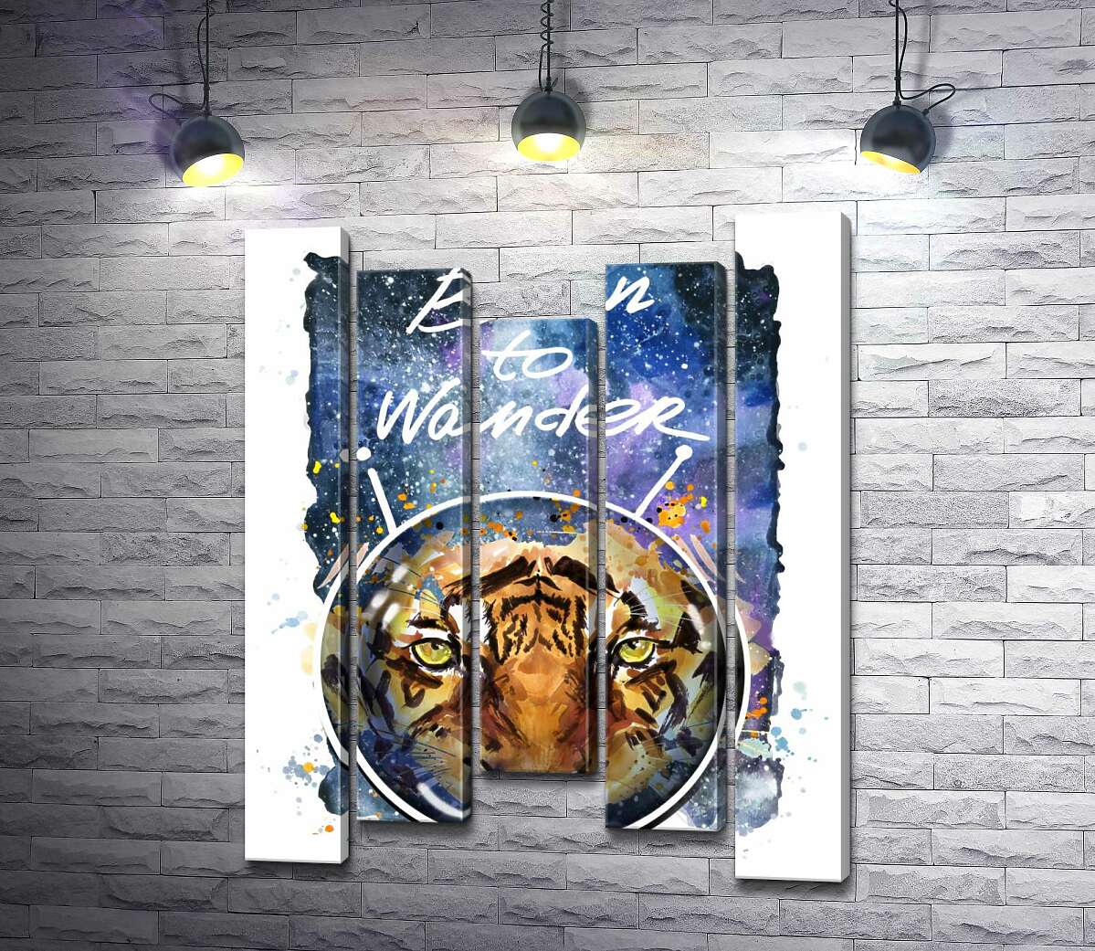Модульная картина ArtPoster Силуэт тигра в космическом шлеме с надписью "born to wander" 100x130 см Модуль №28
Модульная картина ArtPoster Силуэт тигра в космическом шлеме с надписью "born to wander" 100x130 см Модуль №28