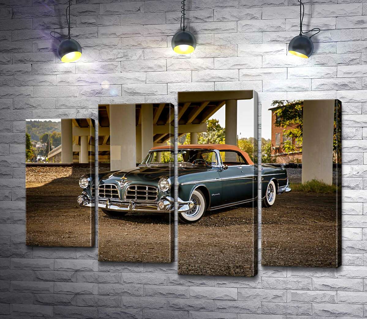 Модульная картина ArtPoster Темный автомобиль кабриолет Chrysler 1955 стоит в тени моста 100x69 см Модуль №21
Модульная картина ArtPoster Темный автомобиль кабриолет Chrysler 1955 стоит в тени моста 100x69 см Модуль №21