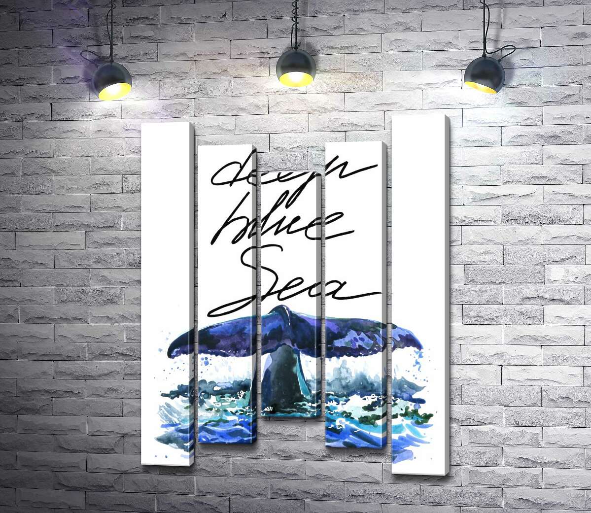 Модульная картина ArtPoster Хвост кита над водной поверхностью рядом с надписью "deep blue sea" 130x179 см Модуль №28
Модульная картина ArtPoster Хвост кита над водной поверхностью рядом с надписью "deep blue sea" 130x179 см Модуль №28