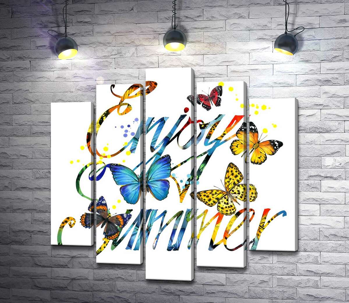 Модульная картина ArtPoster Яркие бабочки летают среди надписи "enjoy summer" 100x100 см Модуль №26
Модульная картина ArtPoster Яркие бабочки летают среди надписи "enjoy summer" 100x100 см Модуль №26
