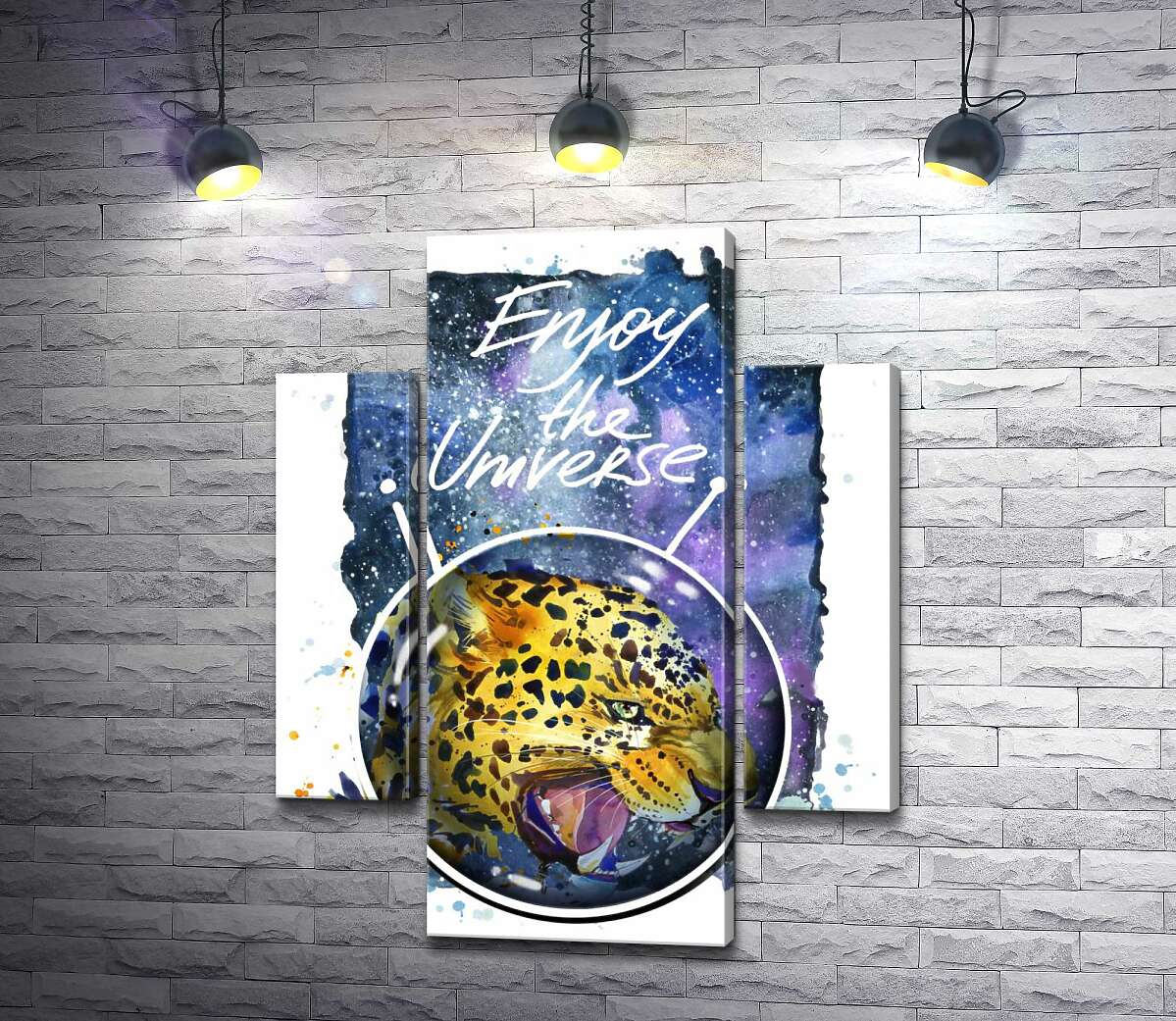 Модульная картина ArtPoster Хищный леопард скалит зубы в космосе с надписью "Enjoy the Universe" 100x129 см Модуль №7
Модульная картина ArtPoster Хищный леопард скалит зубы в космосе с надписью "Enjoy the Universe" 100x129 см Модуль №7