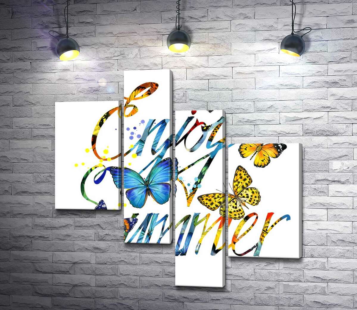 Модульная картина ArtPoster Яркие бабочки летают среди надписи "enjoy summer" 100x100 см Модуль №20
Модульная картина ArtPoster Яркие бабочки летают среди надписи "enjoy summer" 100x100 см Модуль №20