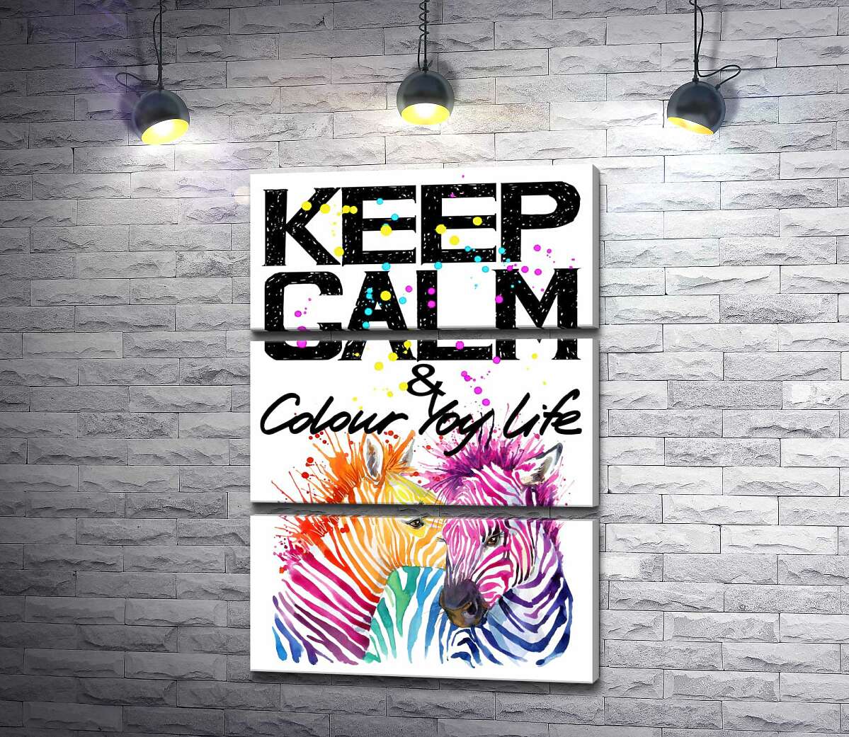 Модульная картина ArtPoster Цветные полоски зебр под надписью "keep calm and colour your life" 50x75 см Модуль №13
Модульная картина ArtPoster Цветные полоски зебр под надписью "keep calm and colour your life" 50x75 см Модуль №13