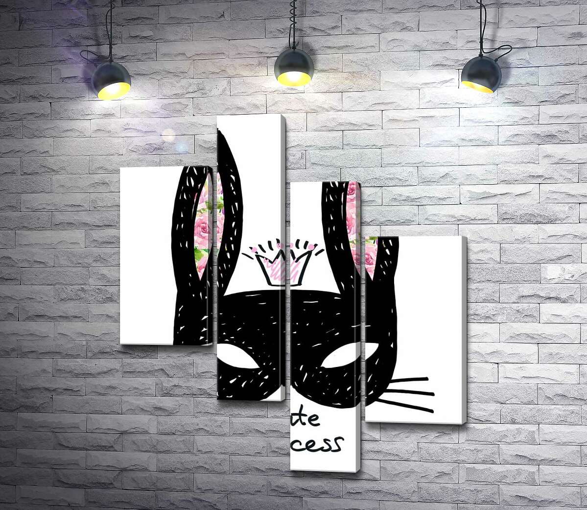 Модульная картина ArtPoster Черная маска зайчика с надписью "cute princess" 130x155 см Модуль №20
Модульная картина ArtPoster Черная маска зайчика с надписью "cute princess" 130x155 см Модуль №20