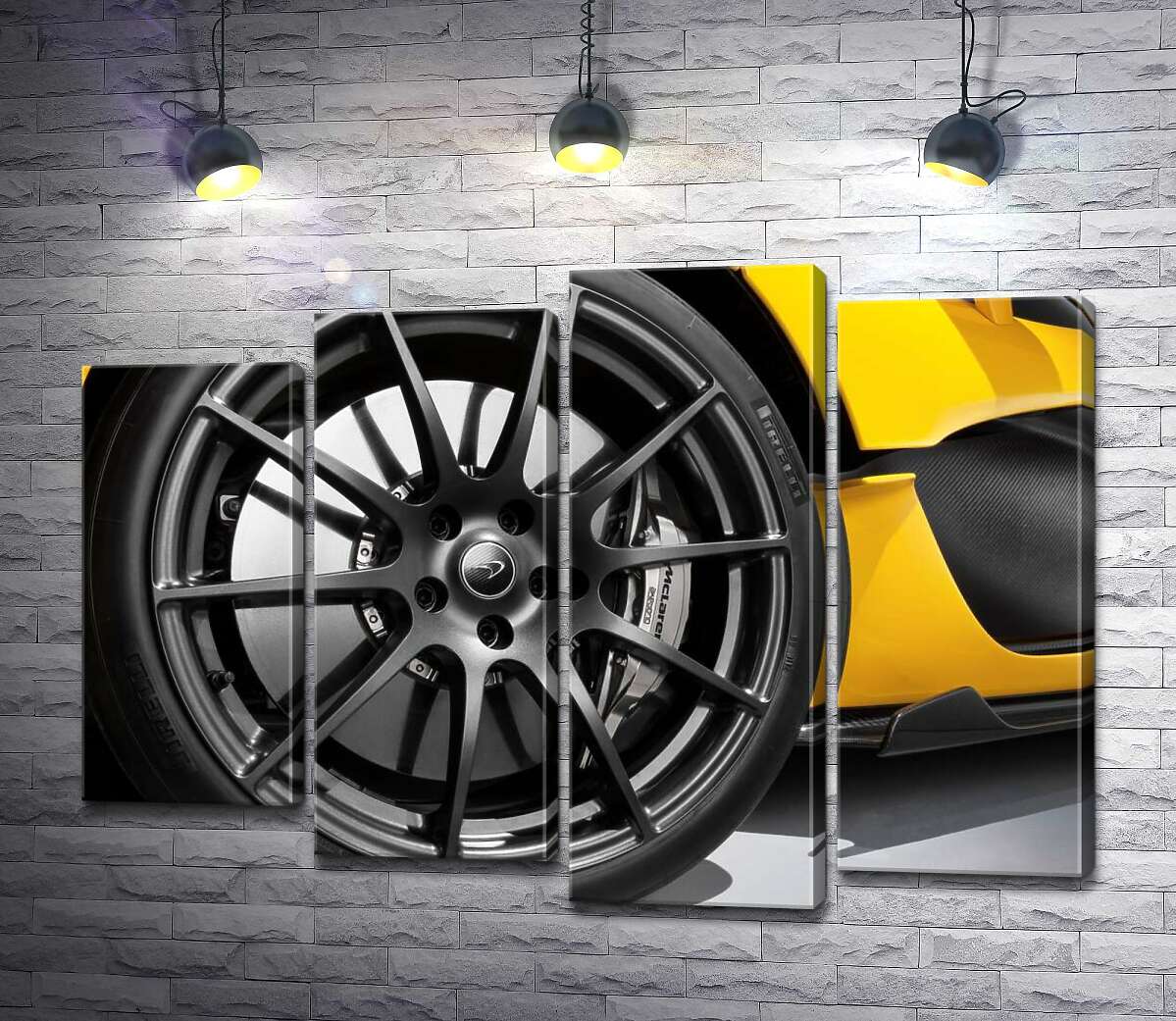 Модульная картина ArtPoster Черный диск сверкает на колесе спортивного автомобиля McLaren P1 80x59 см Модуль №21
Модульная картина ArtPoster Черный диск сверкает на колесе спортивного автомобиля McLaren P1 80x59 см Модуль №21