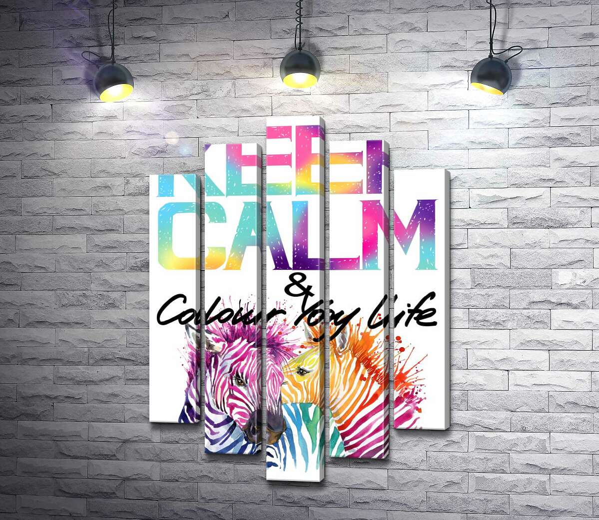 Модульная картина ArtPoster Яркие зебры под надписью "keep calm and colour your life" 130x192 см Модуль №26
Модульная картина ArtPoster Яркие зебры под надписью "keep calm and colour your life" 130x192 см Модуль №26