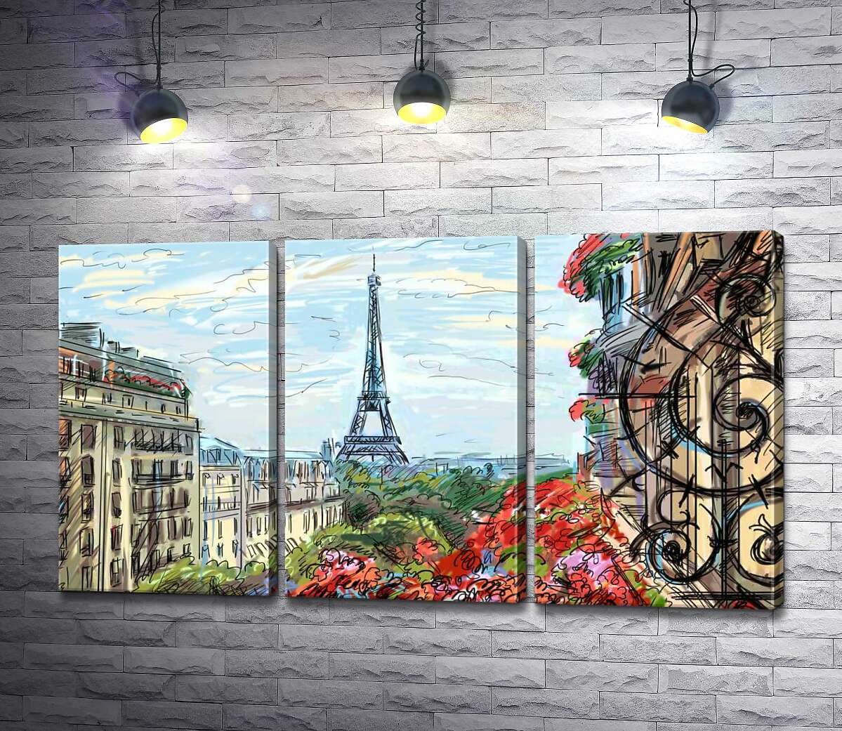 Модульная картина ArtPoster Эйфелева башня (Eiffel tower) виднеется с летнего балкона старого дома 60x34 см Модуль №11
Модульная картина ArtPoster Эйфелева башня (Eiffel tower) виднеется с летнего балкона старого дома 60x34 см Модуль №11