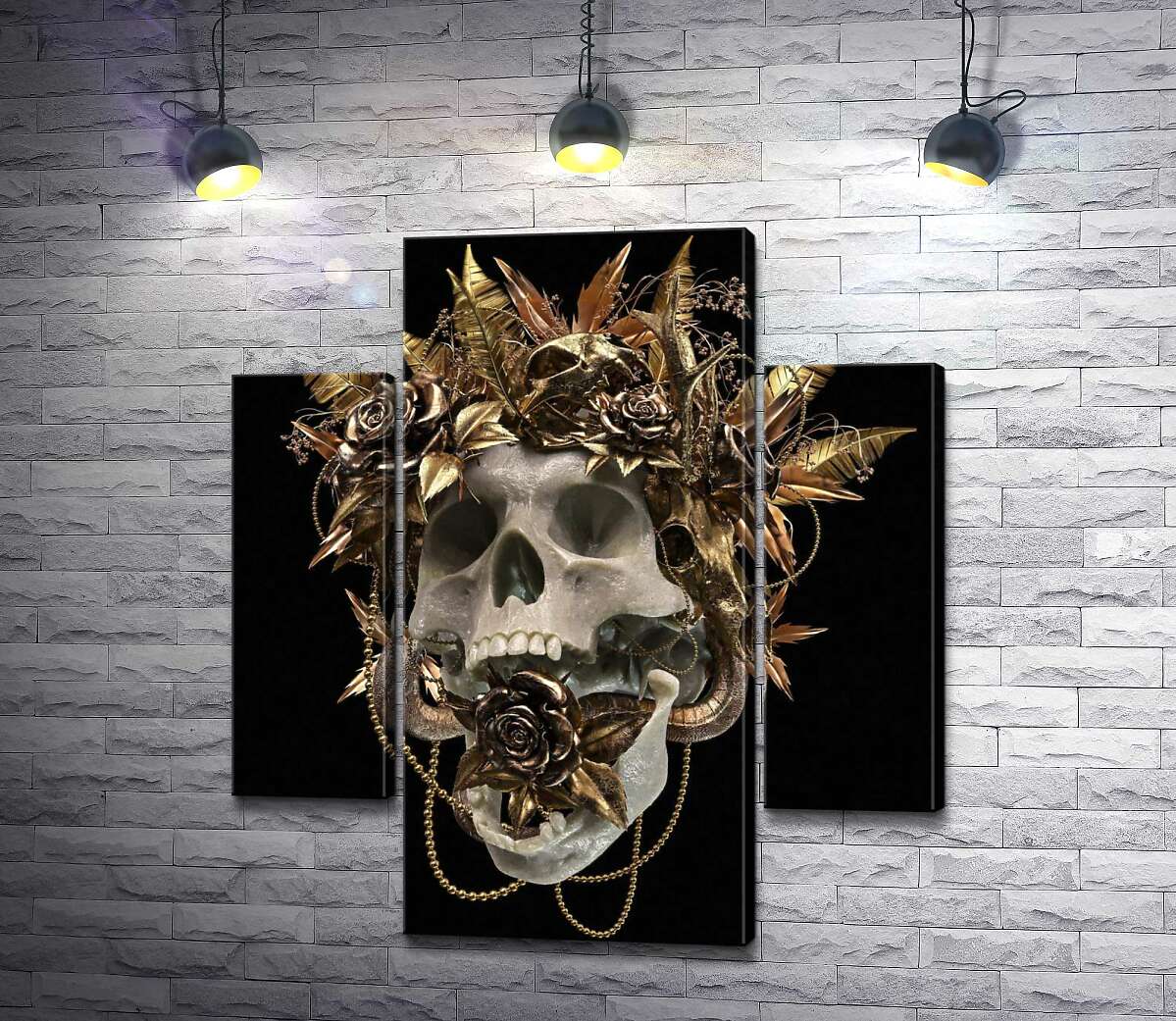 Модульная картина ArtPoster Человеческий череп в золотом венке из роз 131x145 см Модуль №7
Модульная картина ArtPoster Человеческий череп в золотом венке из роз 131x145 см Модуль №7