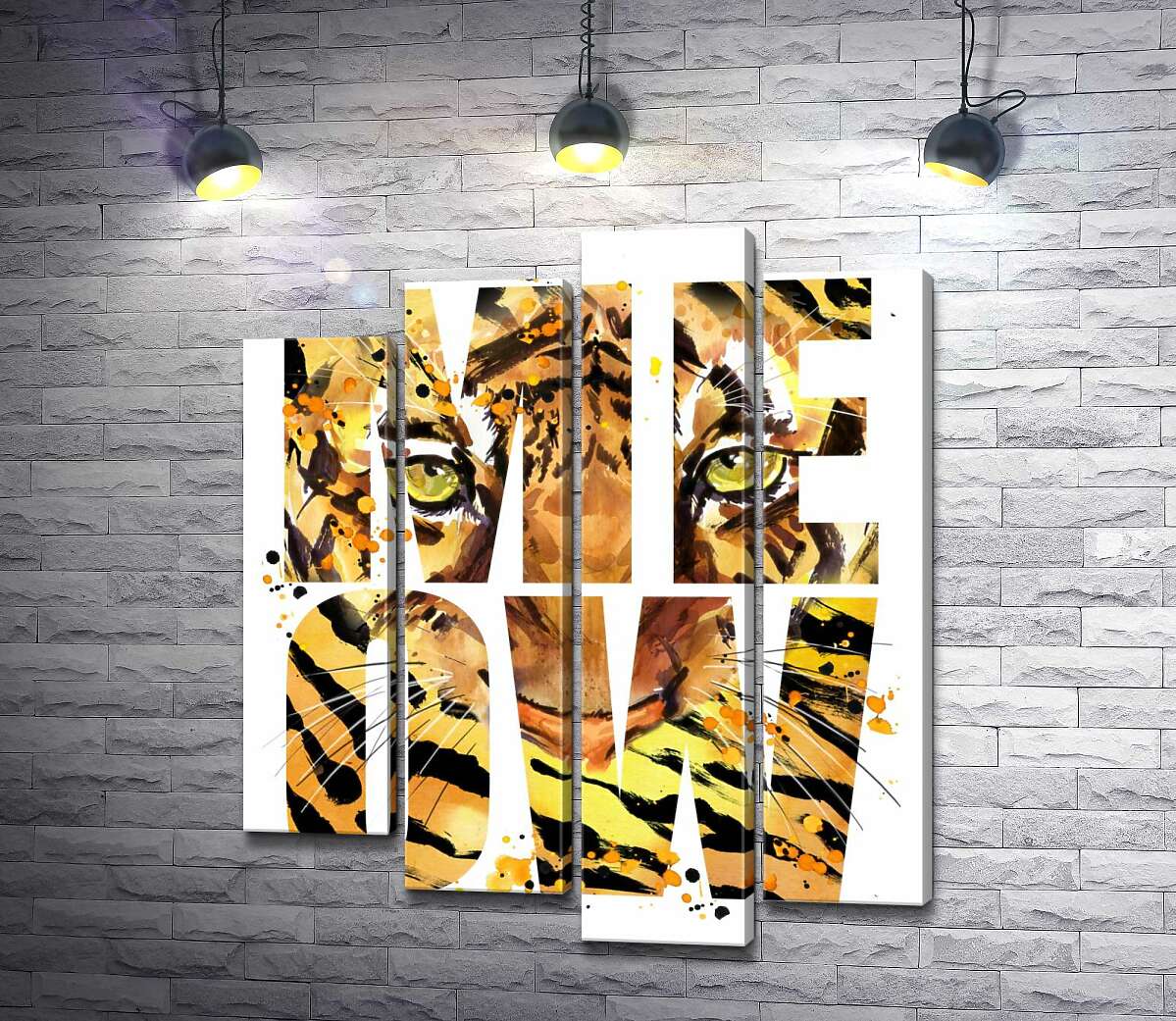 Модульная картина ArtPoster Хищный взгляд тигра в буквах "meow" 100x119 см Модуль №21
Модульная картина ArtPoster Хищный взгляд тигра в буквах "meow" 100x119 см Модуль №21