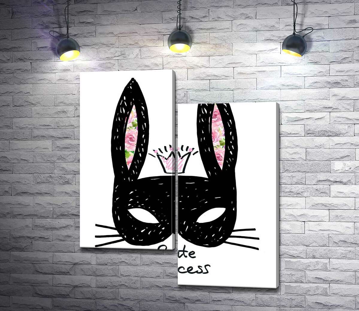 Модульная картина ArtPoster Черная маска зайчика с надписью "cute princess" 130x155 см Модуль №5
Модульная картина ArtPoster Черная маска зайчика с надписью "cute princess" 130x155 см Модуль №5