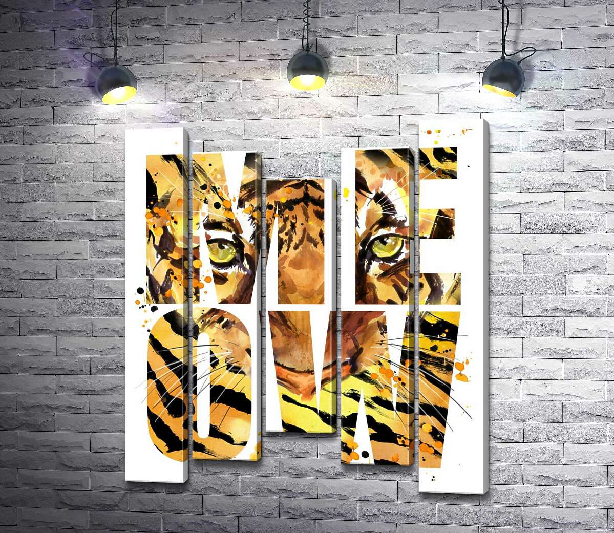 Модульная картина ArtPoster Хищный взгляд тигра в буквах "meow" 130x156 см Модуль №28
Модульная картина ArtPoster Хищный взгляд тигра в буквах "meow" 130x156 см Модуль №28