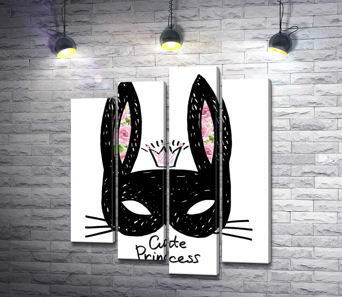 Модульная картина ArtPoster Черная маска зайчика с надписью "cute princess" 132x156 см Модуль №21
Модульная картина ArtPoster Черная маска зайчика с надписью "cute princess" 132x156 см Модуль №21