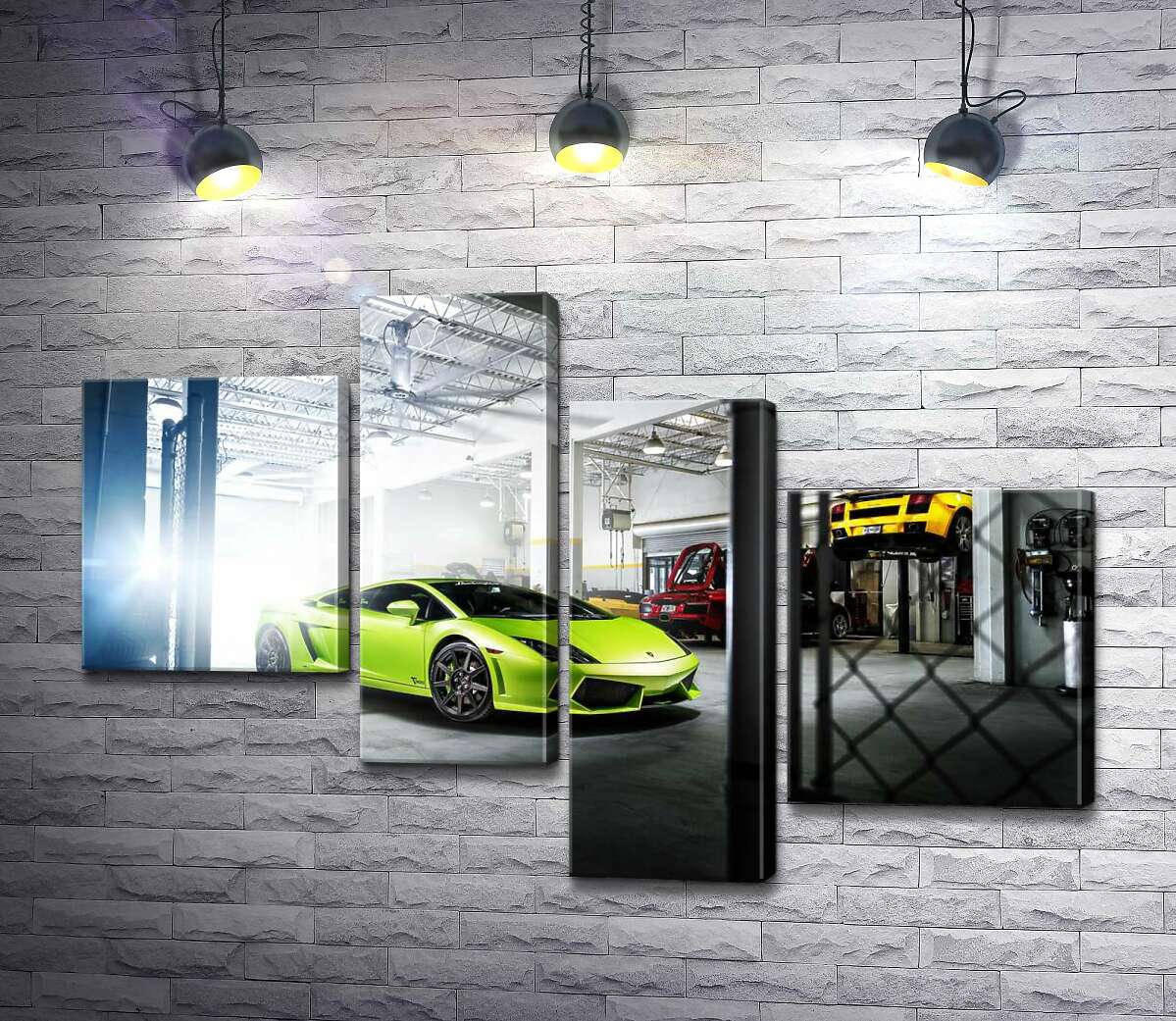 Модульная картина ArtPoster Яркий зеленый Ламборгини (Lamborghini Gallardo) стоит в тени гаража 130x89 см Модуль №20
Модульная картина ArtPoster Яркий зеленый Ламборгини (Lamborghini Gallardo) стоит в тени гаража 130x89 см Модуль №20