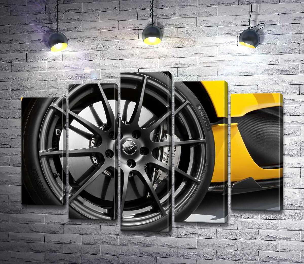 Модульная картина ArtPoster Черный диск сверкает на колесе спортивного автомобиля McLaren P1 100x73 см Модуль №26
Модульная картина ArtPoster Черный диск сверкает на колесе спортивного автомобиля McLaren P1 100x73 см Модуль №26