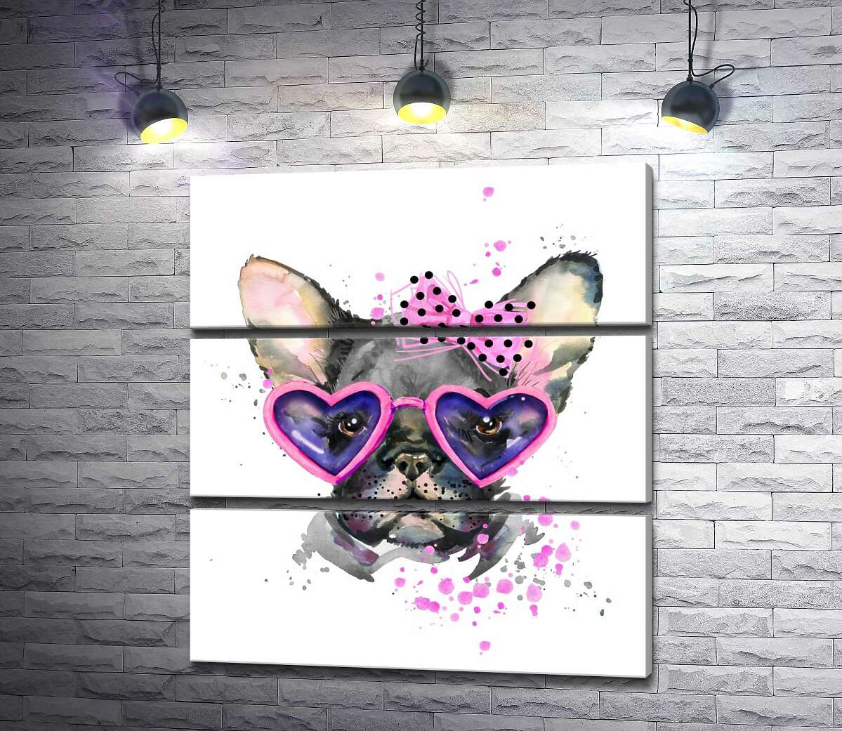 Модульная картина ArtPoster Черный французский бульдог с розовым бантом на голове и в очках-сердечках 100x111 см Модуль №13
Модульная картина ArtPoster Черный французский бульдог с розовым бантом на голове и в очках-сердечках 100x111 см Модуль №13