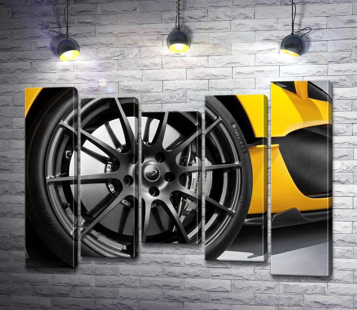 Модульная картина ArtPoster Черный диск сверкает на колесе спортивного автомобиля McLaren P1 130x95 см Модуль №28
Модульная картина ArtPoster Черный диск сверкает на колесе спортивного автомобиля McLaren P1 130x95 см Модуль №28