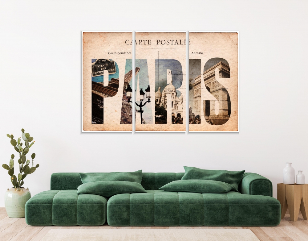 Картина на холсте Модульные Модульная картина Vintage Postcard Paris 3 картины 40х80 см.
Картина на холсте Модульные Модульная картина Vintage Postcard Paris 3 картины 40х80 см.
