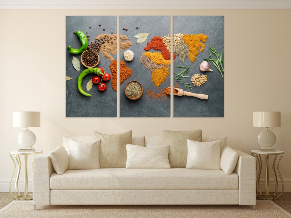 Картина на холсте Модульные Модульная картина World Map Spices 3 картины 30х60 см.
Картина на холсте Модульные Модульная картина World Map Spices 3 картины 30х60 см.