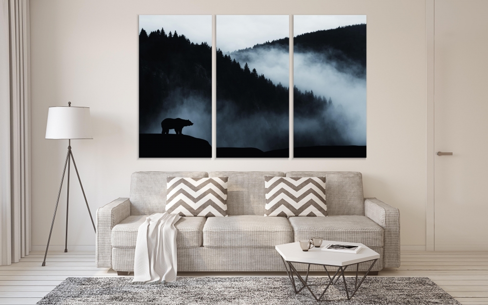 Картина на холсте Модульные Модульная картина Bear Silhouette And Foggy Mountains 3 картины 45х90 см.
Картина на холсте Модульные Модульная картина Bear Silhouette And Foggy Mountains 3 картины 45х90 см.