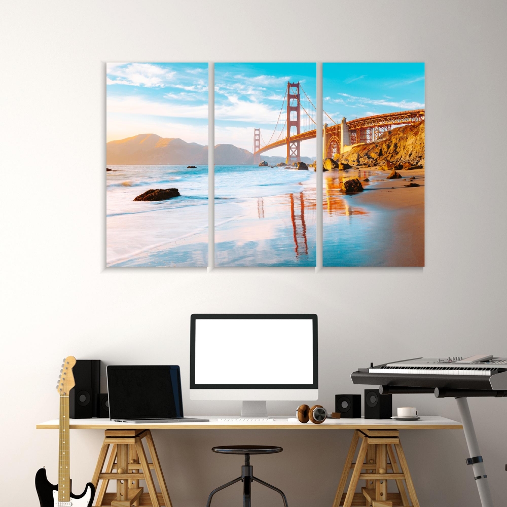 Картина на холсте Модульные Модульная картина Golden Gate Bridge. San Francisco, California, USA 3 картины 30х60 см.
Картина на холсте Модульные Модульная картина Golden Gate Bridge. San Francisco, California, USA 3 картины 30х60 см.
