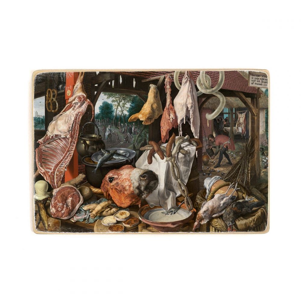 Деревянный постер Искусство Pieter Aertsen - A Meat Stall with the Holy Family Giving Alms А2