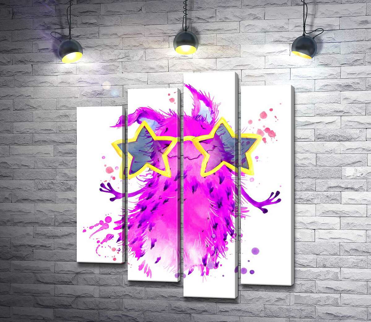 Модульная картина ArtPoster Веселый розовый монстр танцует в очках 100x119 см Модуль №21
Модульная картина ArtPoster Веселый розовый монстр танцует в очках 100x119 см Модуль №21