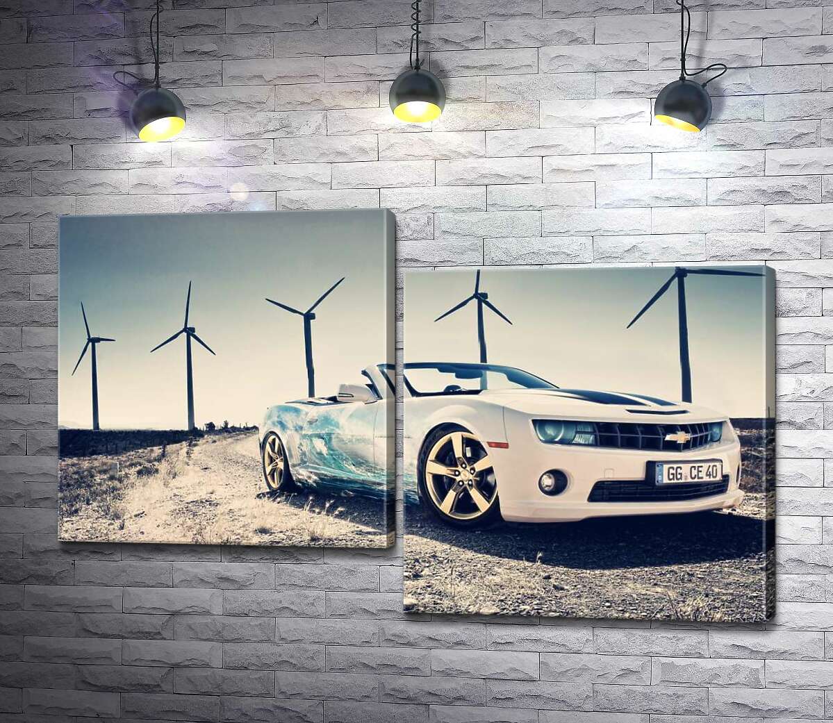 Модульная картина ArtPoster Белый автомобиль кабриолет Chevrolet Camaro на фоне ветряных электростанций 100x64 см Модуль №5
Модульная картина ArtPoster Белый автомобиль кабриолет Chevrolet Camaro на фоне ветряных электростанций 100x64 см Модуль №5