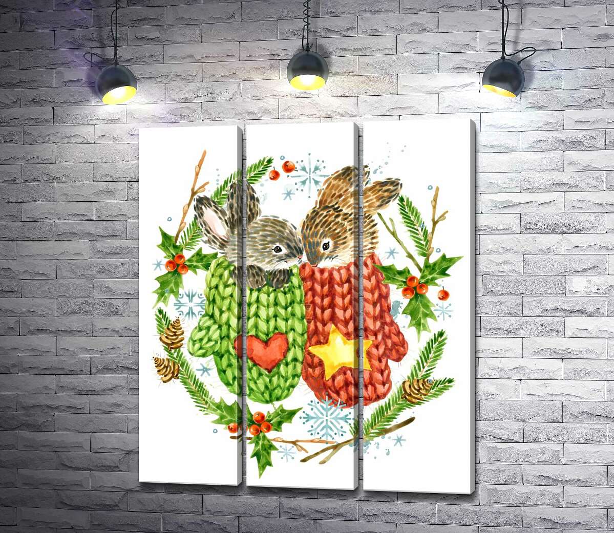 Модульная картина ArtPoster Венок из елки и остролиста окружил зайцев в вязаных свитерах 102x121 см Модуль №11
Модульная картина ArtPoster Венок из елки и остролиста окружил зайцев в вязаных свитерах 102x121 см Модуль №11