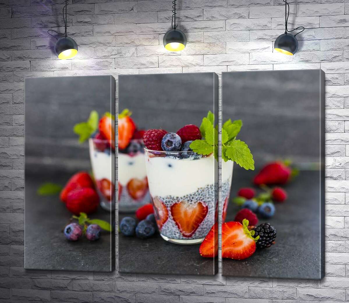 Модульная картина ArtPoster Вкусный чиа-пудинг с ягодами в прозрачных стаканах 132x98 см Модуль №11
Модульная картина ArtPoster Вкусный чиа-пудинг с ягодами в прозрачных стаканах 132x98 см Модуль №11