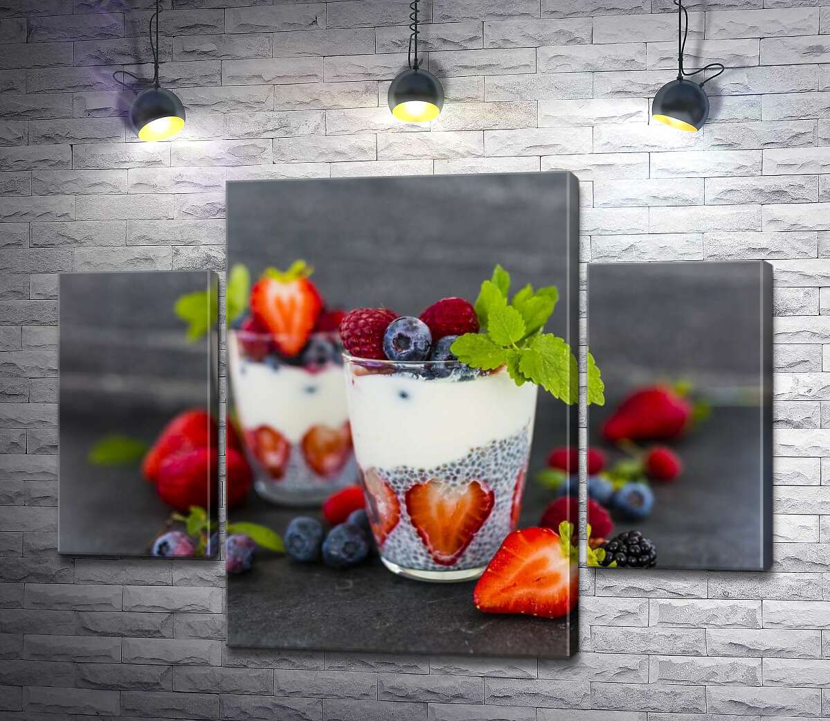 Модульная картина ArtPoster Вкусный чиа-пудинг с ягодами в прозрачных стаканах 100x75 см Модуль №7
Модульная картина ArtPoster Вкусный чиа-пудинг с ягодами в прозрачных стаканах 100x75 см Модуль №7