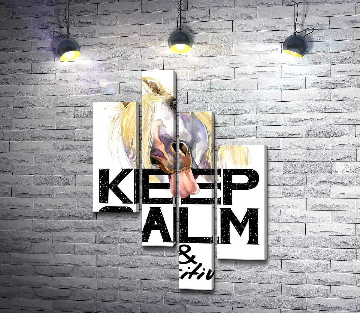 Модульная картина ArtPoster Белый конь показывает язык над надписью "keep calm and be positive" 100x147 см Модуль №20
Модульная картина ArtPoster Белый конь показывает язык над надписью "keep calm and be positive" 100x147 см Модуль №20