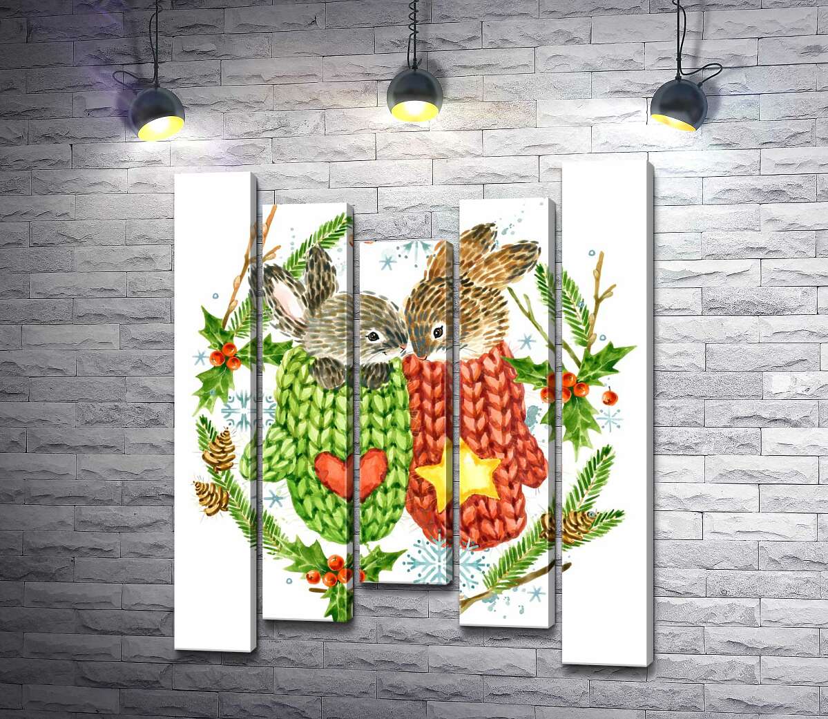 Модульная картина ArtPoster Венок из елки и остролиста окружил зайцев в вязаных свитерах 100x123 см Модуль №28
Модульная картина ArtPoster Венок из елки и остролиста окружил зайцев в вязаных свитерах 100x123 см Модуль №28