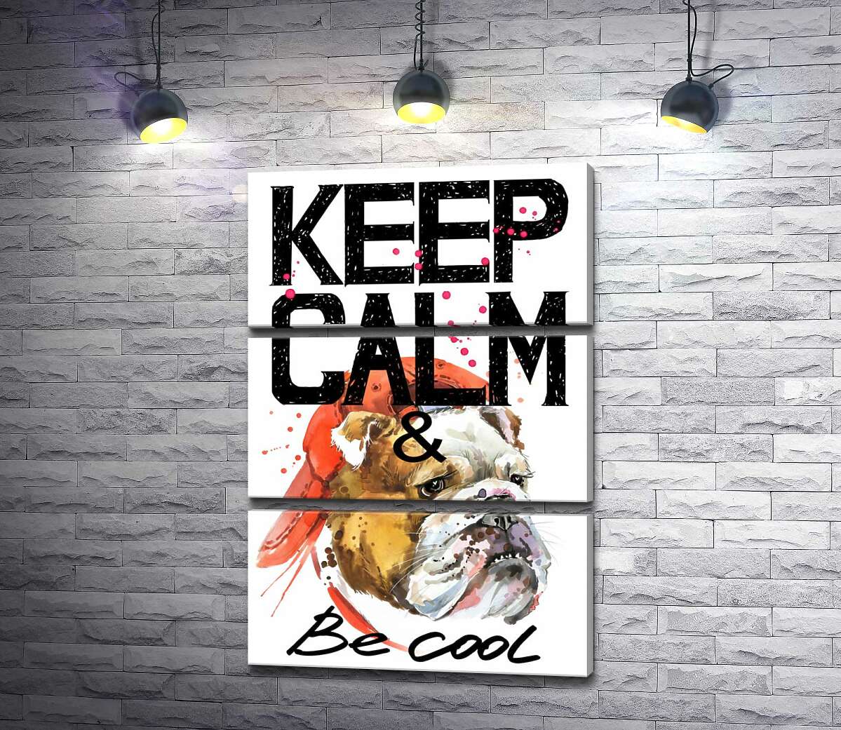 Модульная картина ArtPoster Бульдог в красной кепке среди надписи "keep calm and be cool" 50x75 см Модуль №13
Модульная картина ArtPoster Бульдог в красной кепке среди надписи "keep calm and be cool" 50x75 см Модуль №13