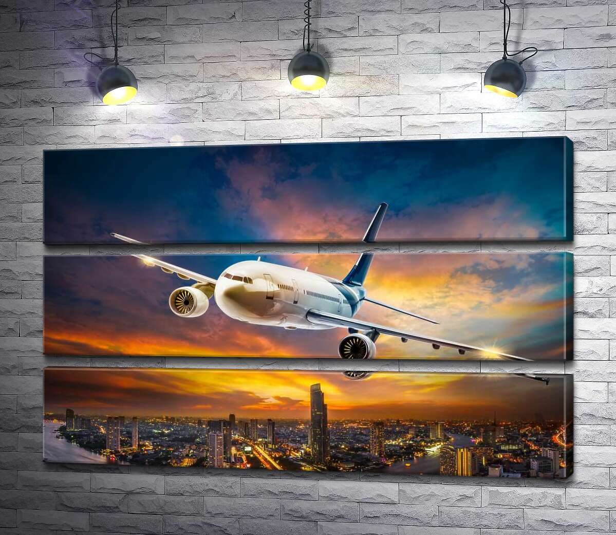 Модульная картина ArtPoster Белый самолет несется над мегаполисом 130x81 см Модуль №13
Модульная картина ArtPoster Белый самолет несется над мегаполисом 130x81 см Модуль №13