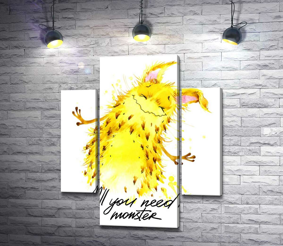 Модульная картина ArtPoster Веселый желтый монстр с надписью "all you need is monster" 131x155 см Модуль №7
Модульная картина ArtPoster Веселый желтый монстр с надписью "all you need is monster" 131x155 см Модуль №7