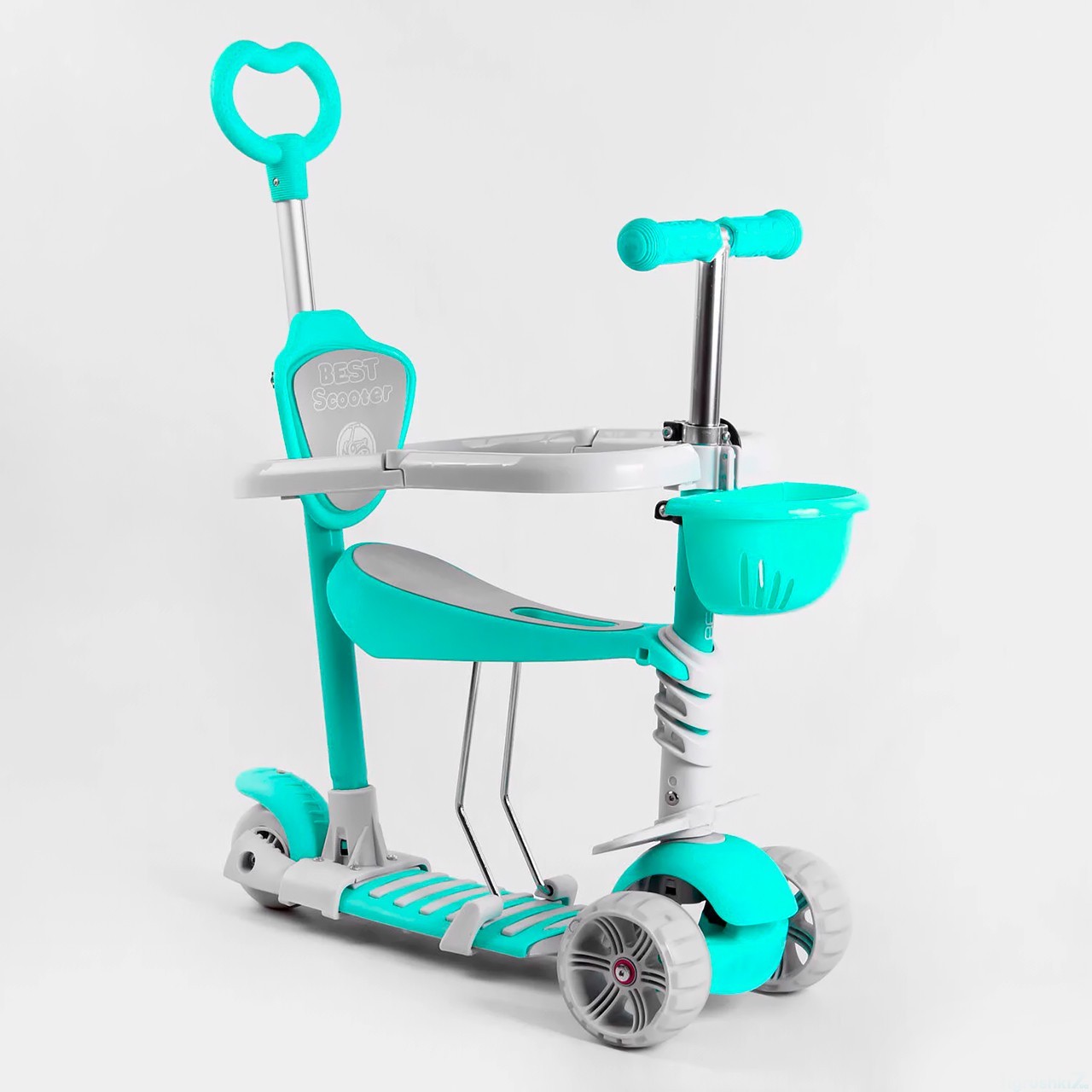 Самокат 5в1 Best Scooter с родительской ручкой и защитным бортиком, свет колес, бирюзовый B-2011
Самокат 5в1 Best Scooter с родительской ручкой и защитным бортиком, свет колес, бирюзовый B-2011