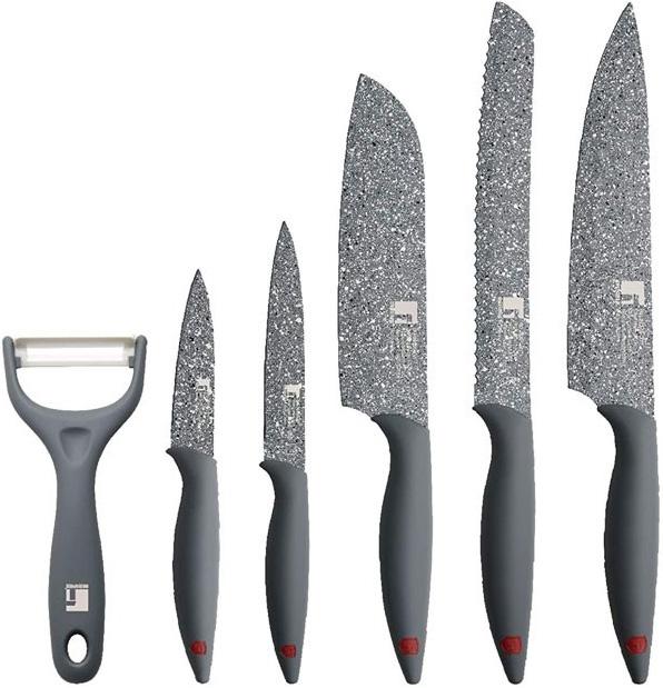 Набор 5 кухонных ножей Bergner Star с мраморным покрытием и овощечистка Bergner BG-39325-GY
Набор 5 кухонных ножей Bergner Star с мраморным покрытием и овощечистка Bergner BG-39325-GY