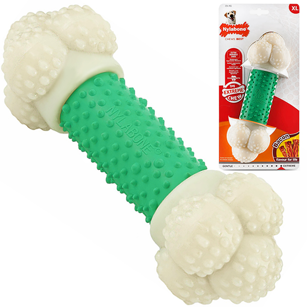 Жевательная игрушка для собак Nylabone Extreme Chew Double Action, вкус бекона
Жевательная игрушка для собак Nylabone Extreme Chew Double Action, вкус бекона