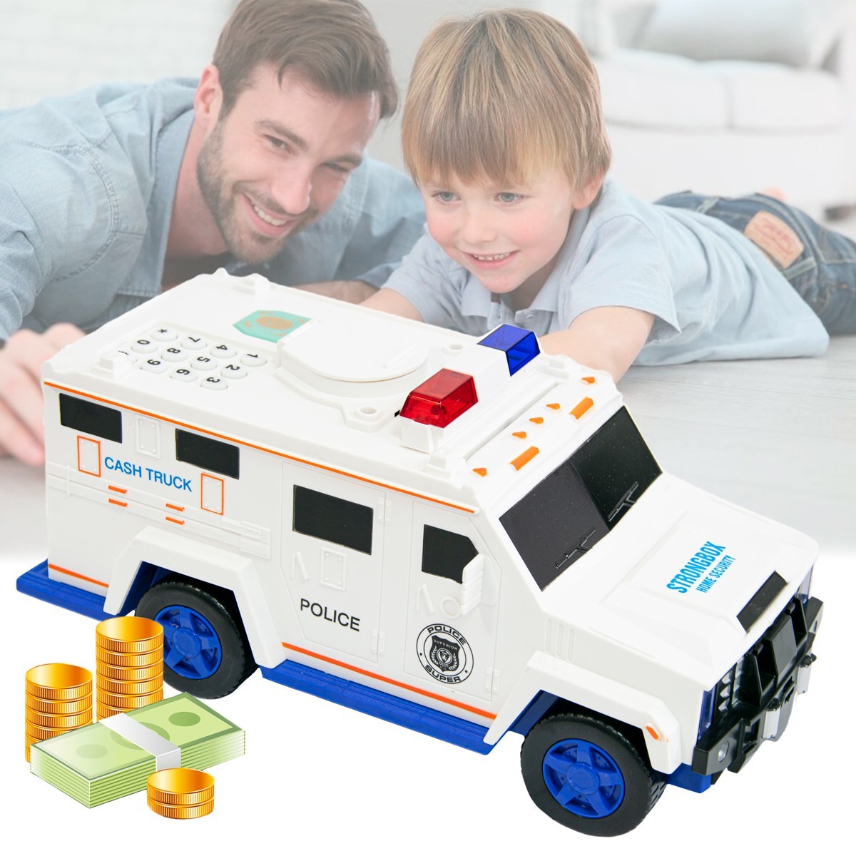 Сейф копилка машина полицейская с купюроприемником "Cash Truck 06688-19", Белая (1007576-White)
Сейф копилка машина полицейская с купюроприемником "Cash Truck 06688-19", Белая (1007576-White)