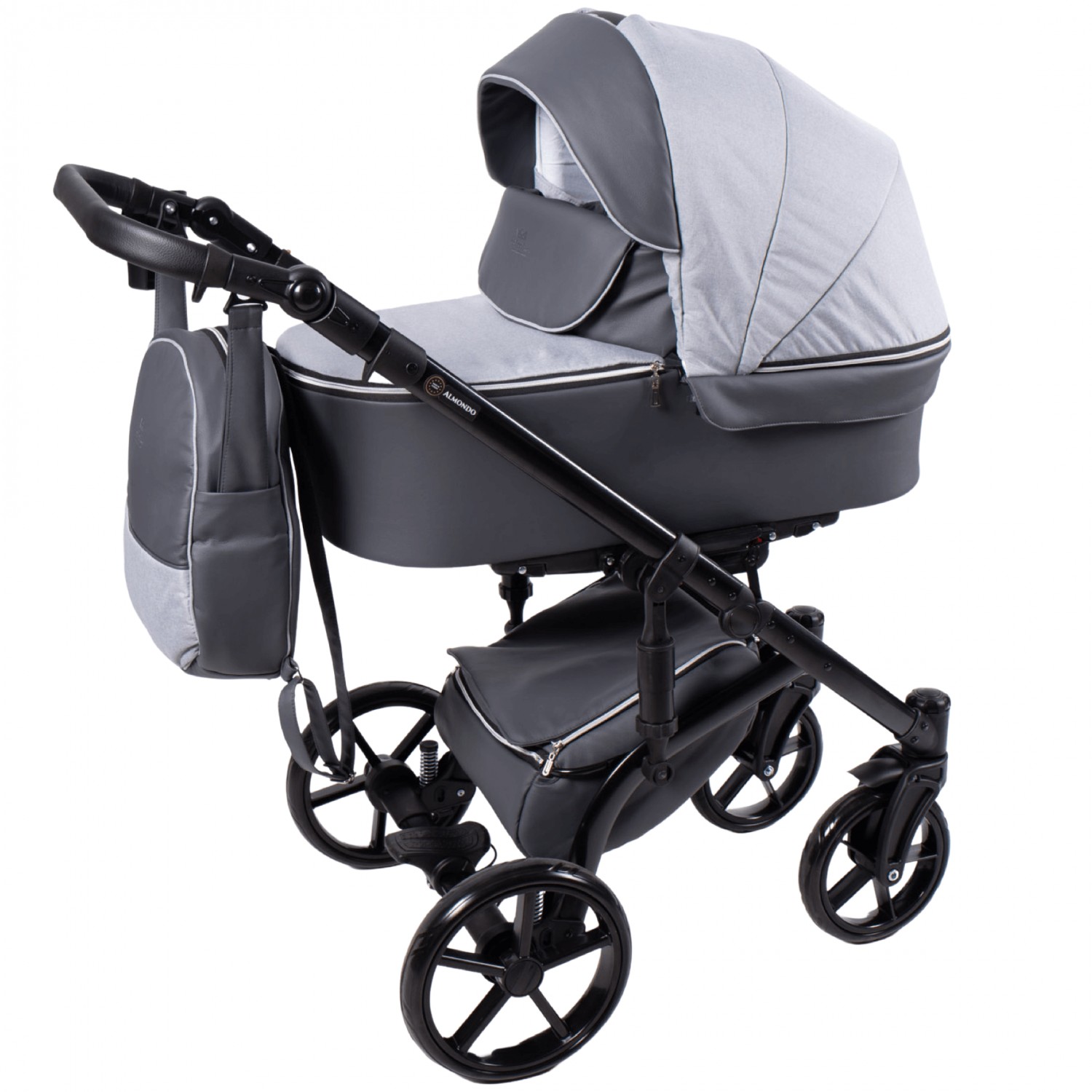 Універсальна коляска 2 в 1 Baby Pram Almondo Еко-шкіра + Тканина (Графіт + Сірий)
Універсальна коляска 2 в 1 Baby Pram Almondo Еко-шкіра + Тканина (Графіт + Сірий)