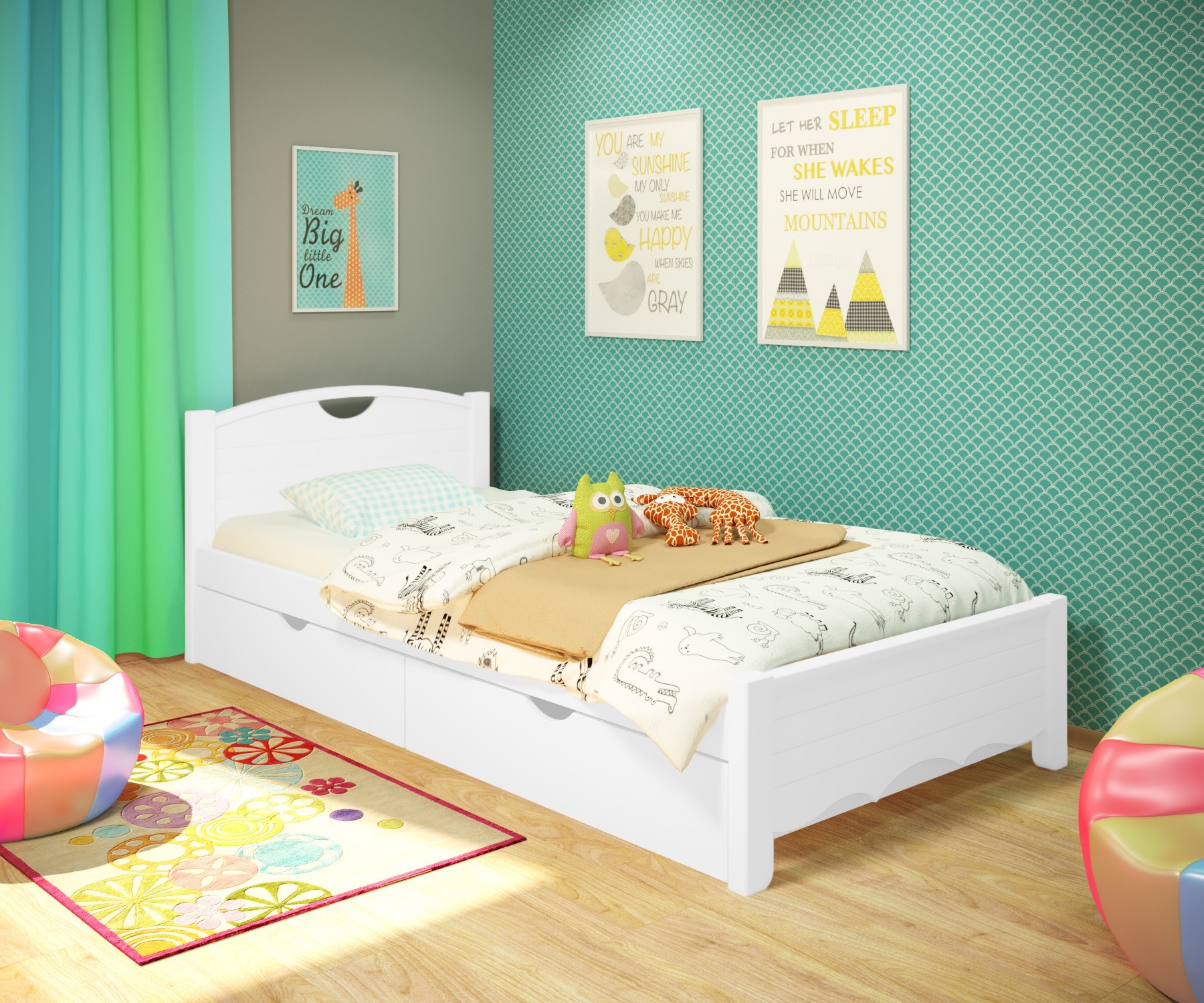 Кровать односпальная RainbowDream Дженни 80х190 см белый массив ольхи, с ящиками
Кровать односпальная RainbowDream Дженни 80х190 см белый массив ольхи, с ящиками