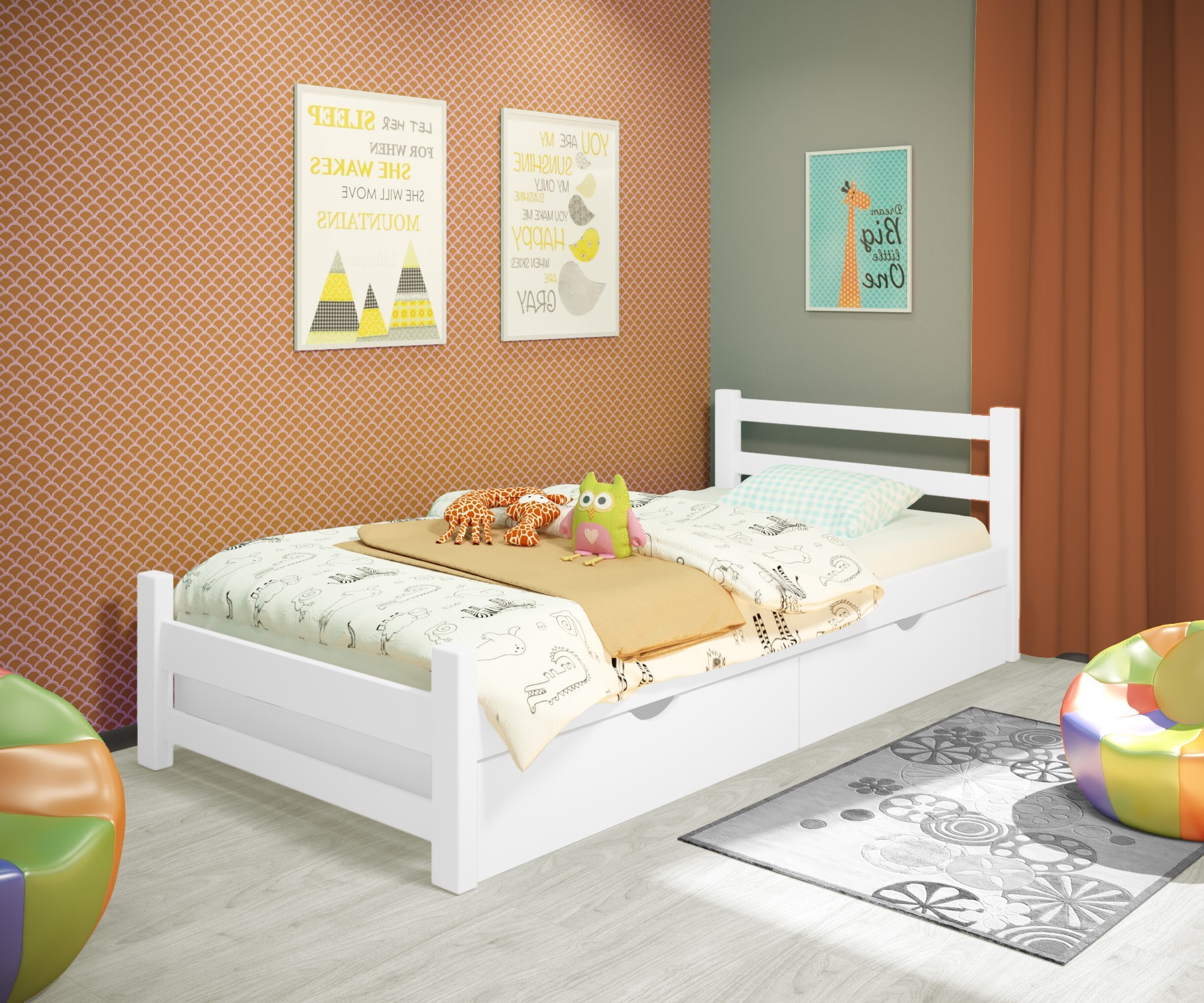 Кровать односпальная RainbowDream Лентори 80х200 см белый массив ольхи, с ящиками
Кровать односпальная RainbowDream Лентори 80х200 см белый массив ольхи, с ящиками