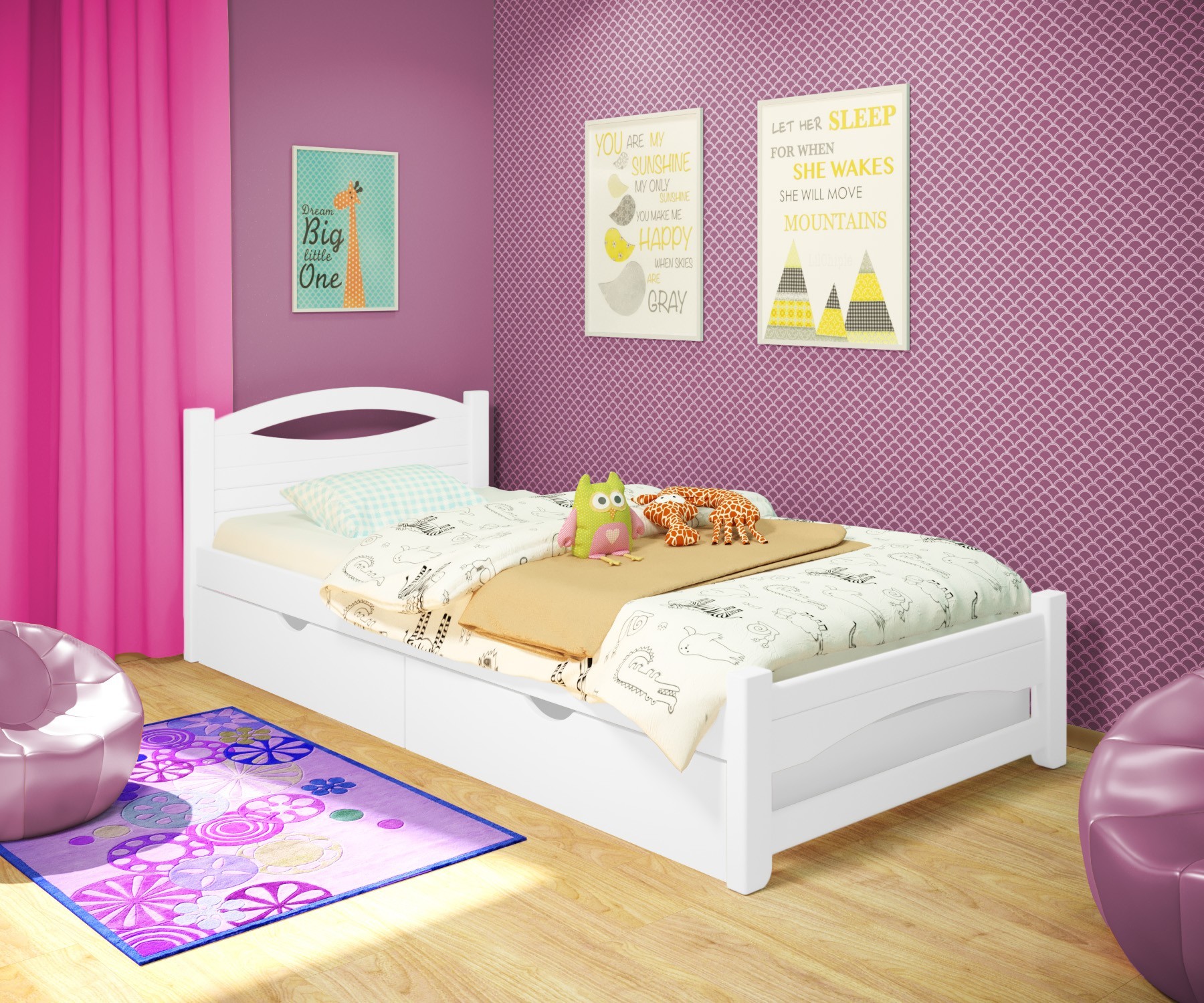 Кровать односпальная RainbowDream Анимона 80х200 см белый массив ольхи, с ящиками
Кровать односпальная RainbowDream Анимона 80х200 см белый массив ольхи, с ящиками
