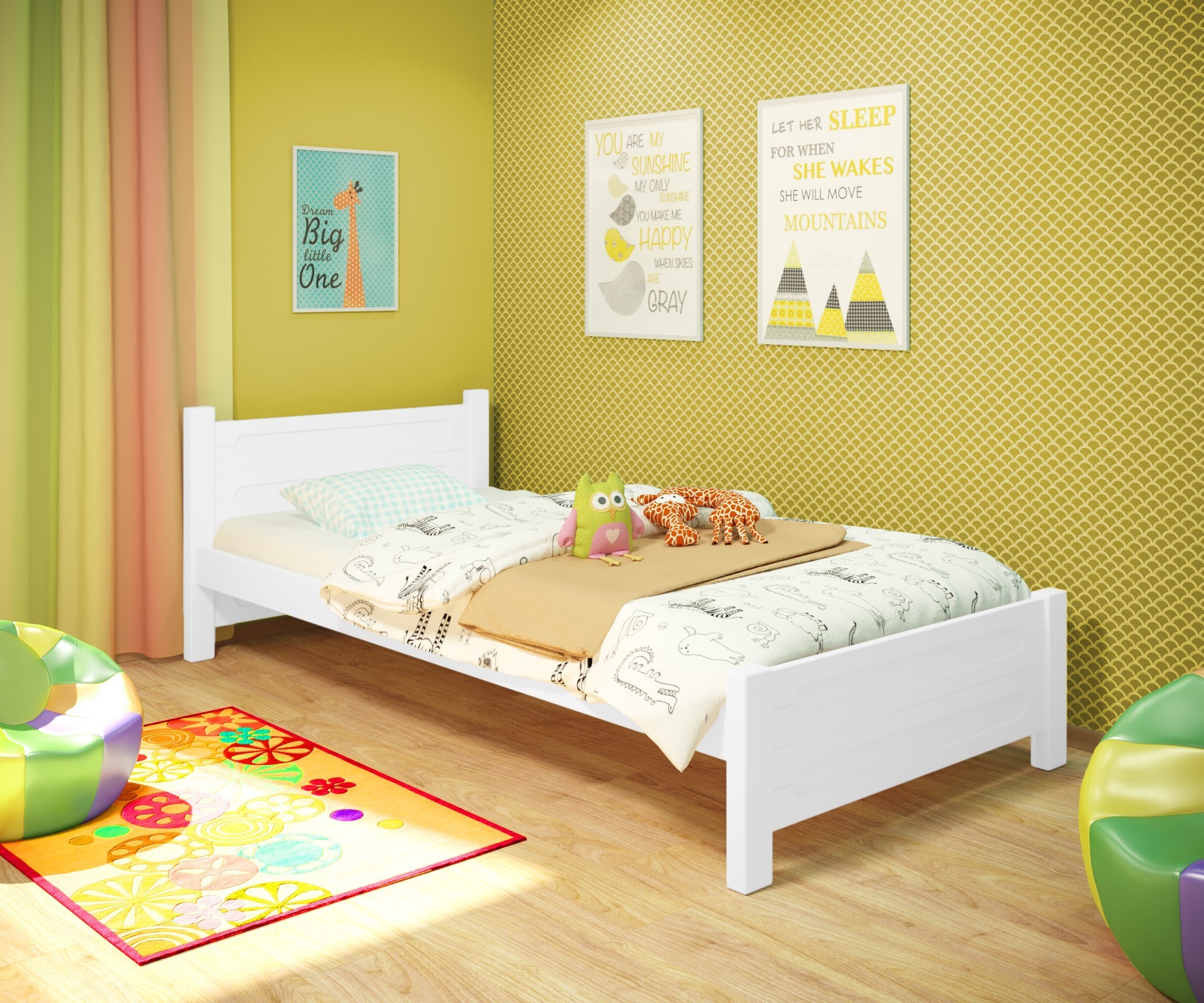 Кровать односпальная RainbowDream Йокка 80х190 см белый массив ольхи, без ящиков
Кровать односпальная RainbowDream Йокка 80х190 см белый массив ольхи, без ящиков